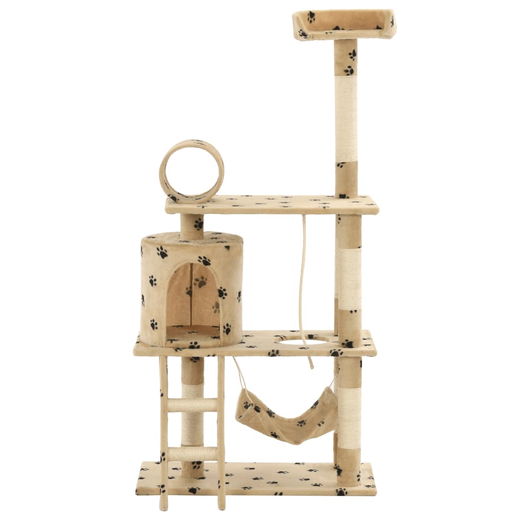 Kattenkrabpaal Met Sisal Krabpalen 140 Cm Pootafdrukken Beige