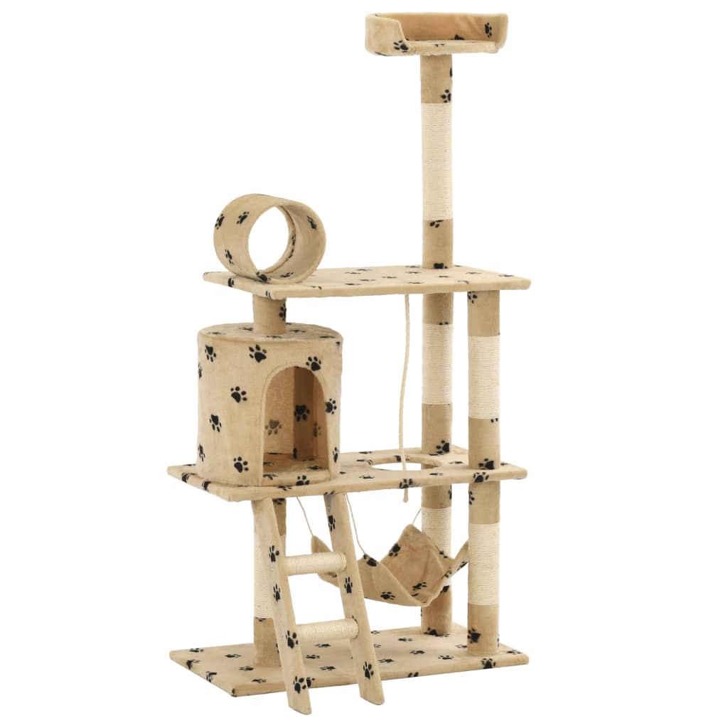 Kattenkrabpaal Met Sisal Krabpalen 140 Cm Pootafdrukken Beige