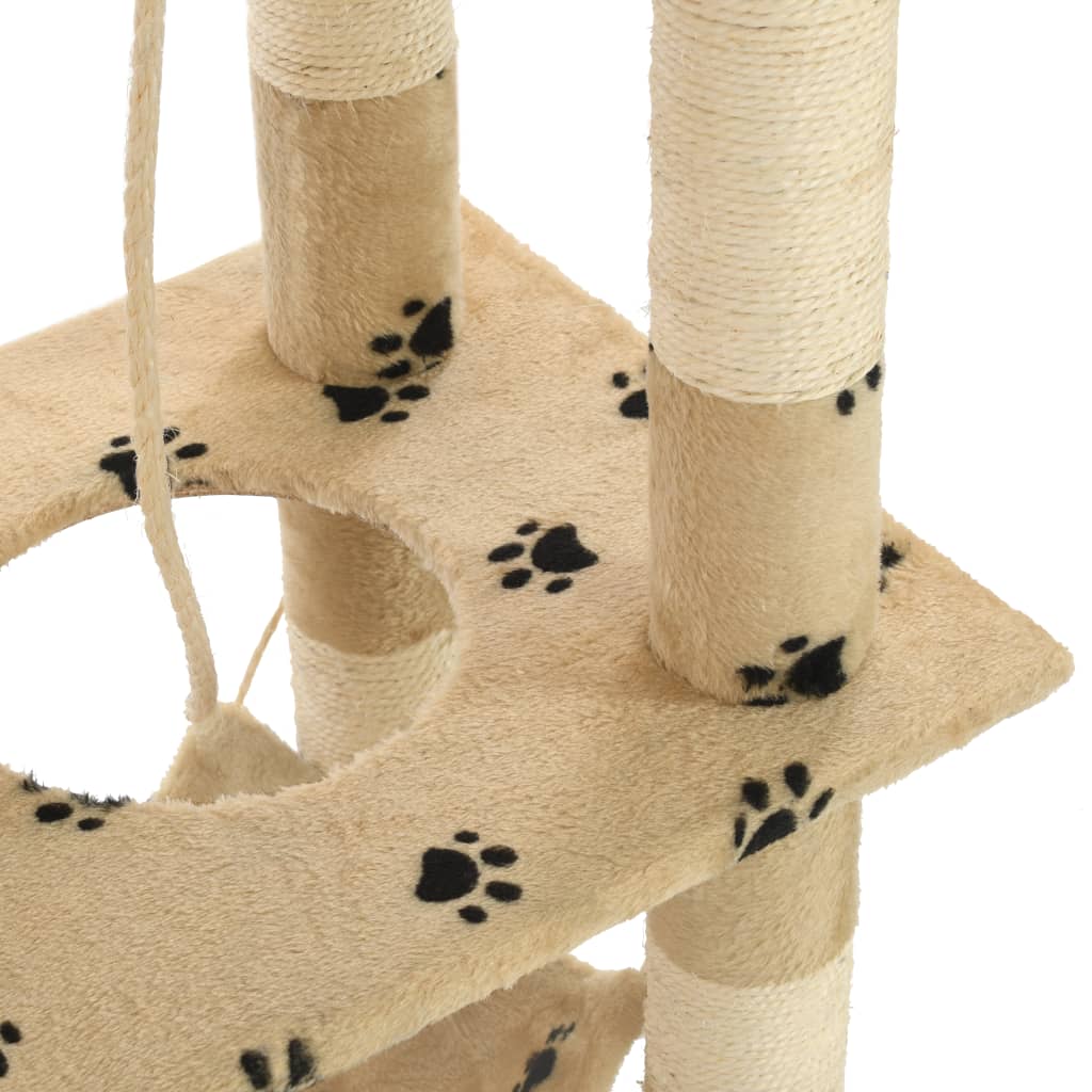 Kattenkrabpaal Met Sisal Krabpalen 140 Cm Pootafdrukken Beige