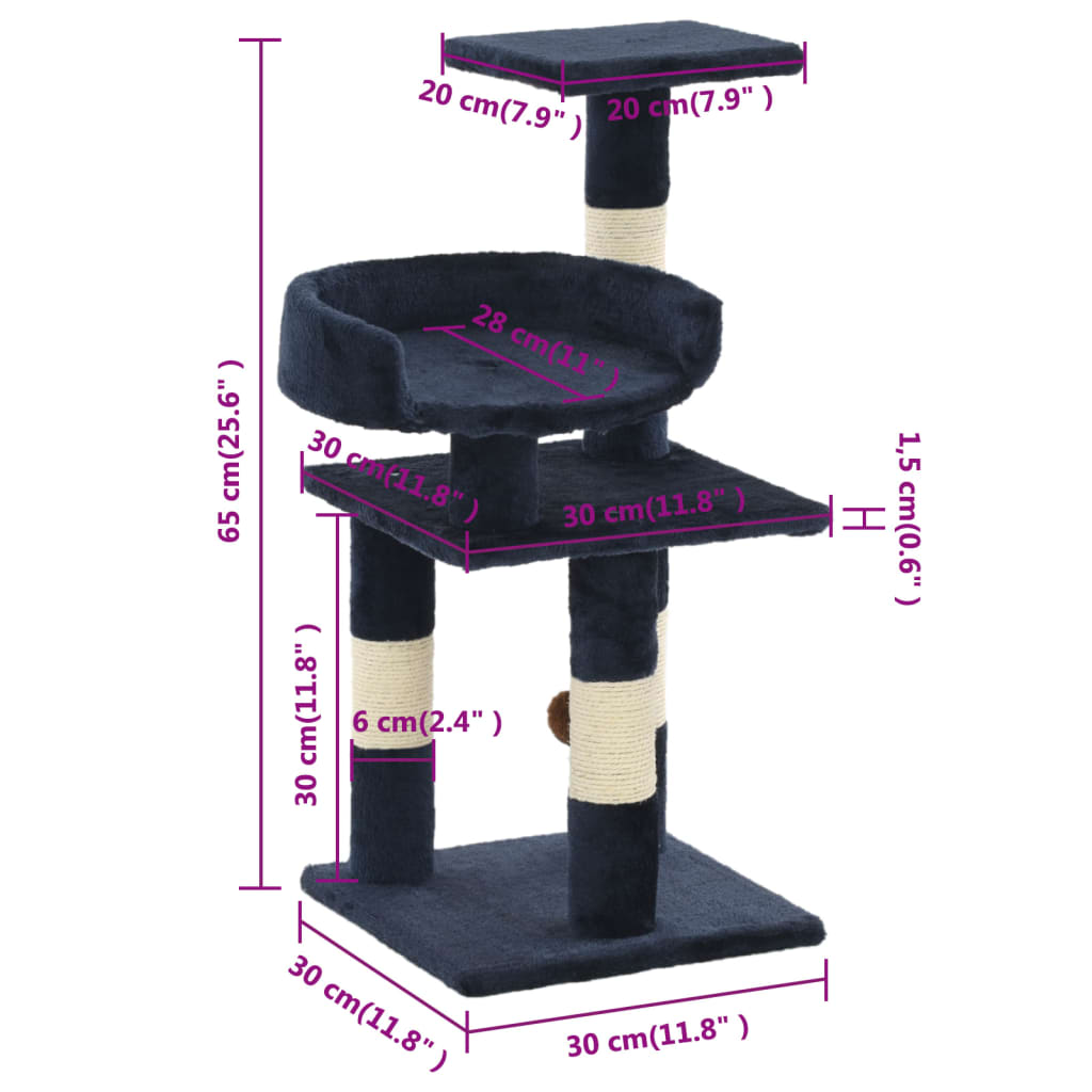 Kattenkrabpaal Met Sisal Krabpalen 65 Cm Blauw