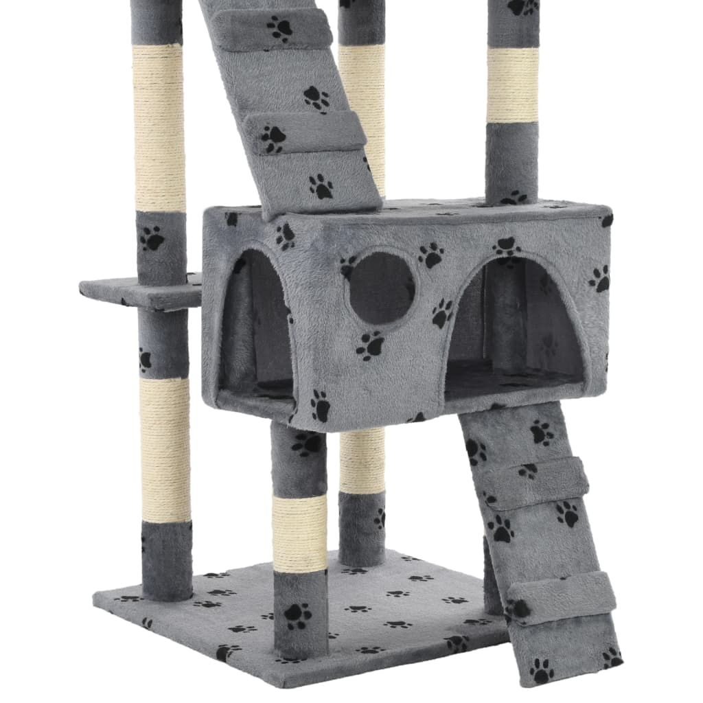 Kattenkrabpaal Met Sisal Krabpalen 170 Cm Pootafdrukken Grijs