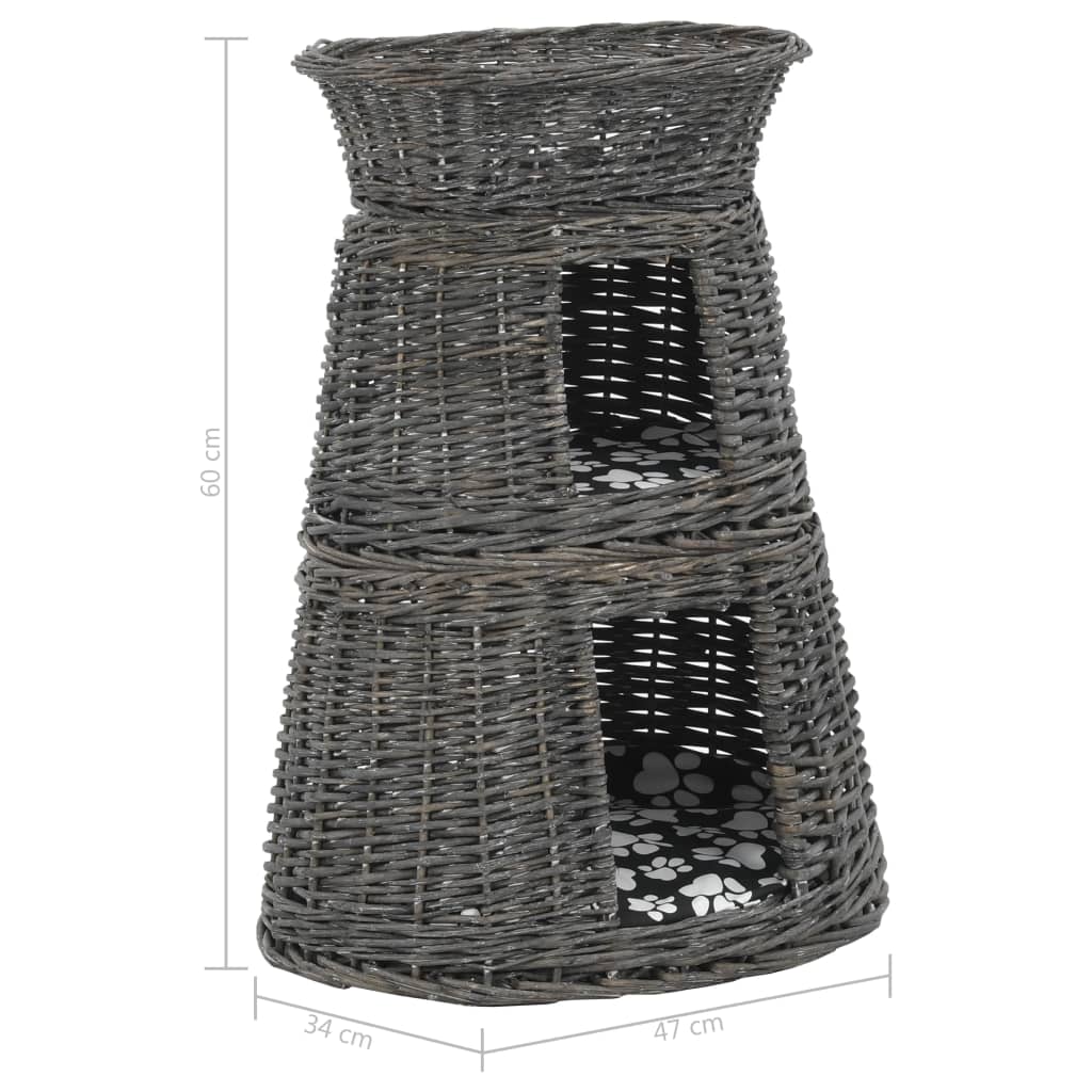 3-Delige Kattenmandenset Met Kussens 47X34X60 Cm Wilgen