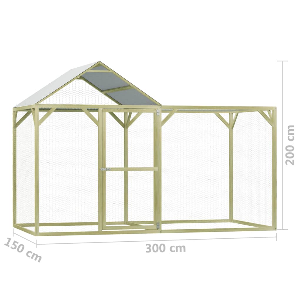 Kippenhok 3X1,5X2 M Geïmpregneerd Grenenhout 3 x1.5 x 2 m