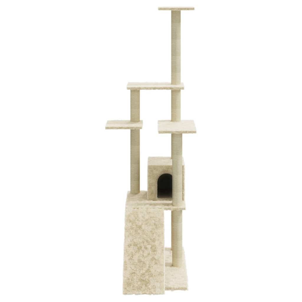 Kattenmeubel Met Sisal Krabpalen 155 Cm Crèmekleurig