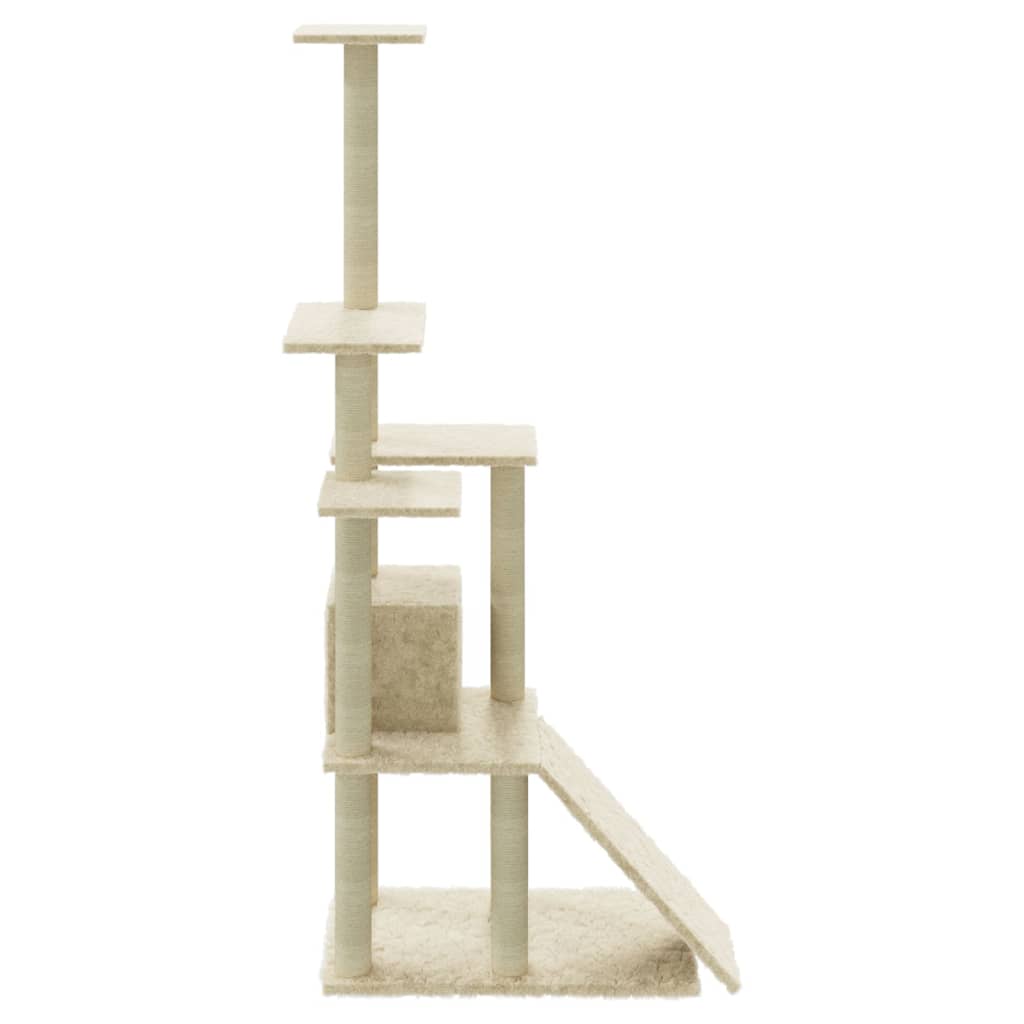 Kattenmeubel Met Sisal Krabpalen 155 Cm Crèmekleurig