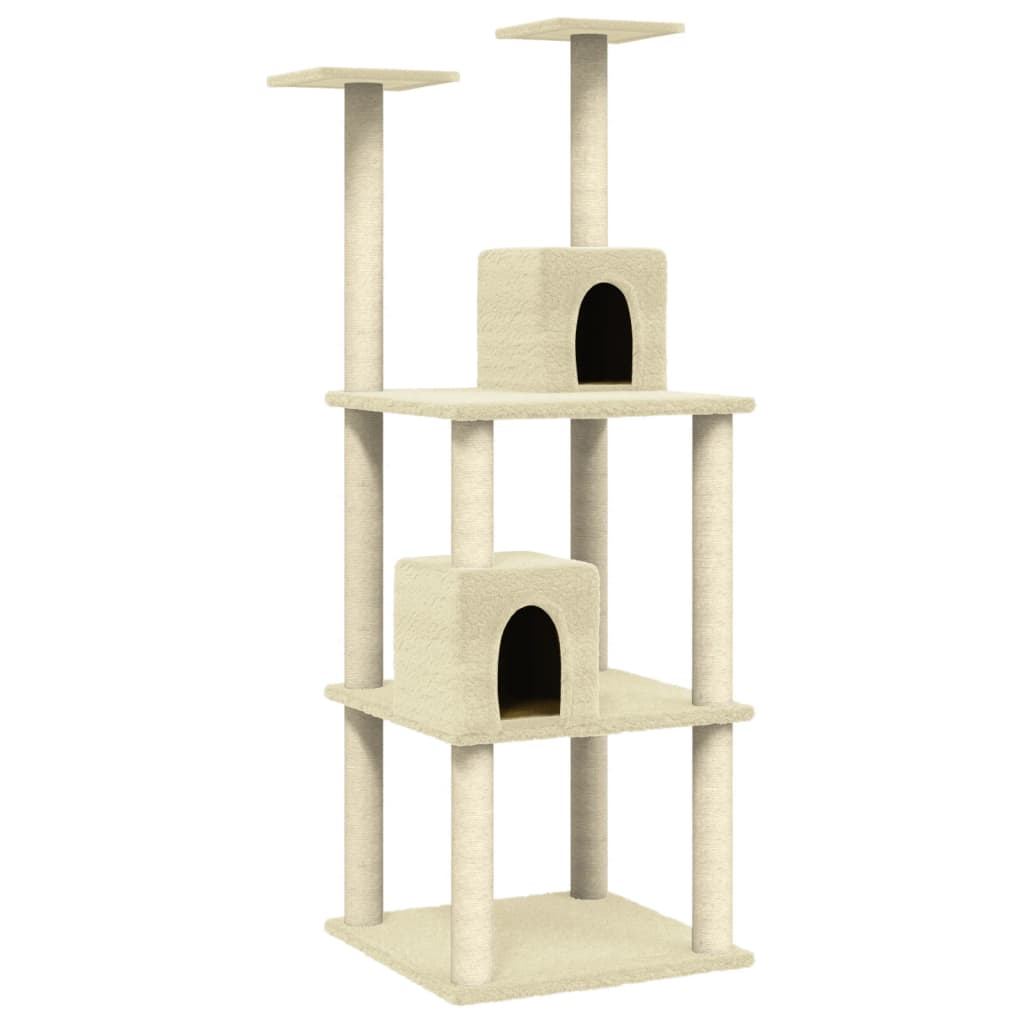 Kattenmeubel Met Sisal Krabpalen 141 Cm Crèmekleurig