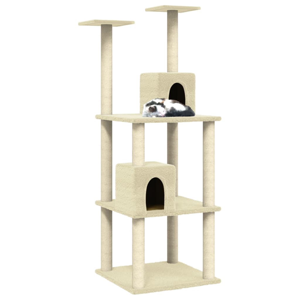 Kattenmeubel Met Sisal Krabpalen 141 Cm Crèmekleurig