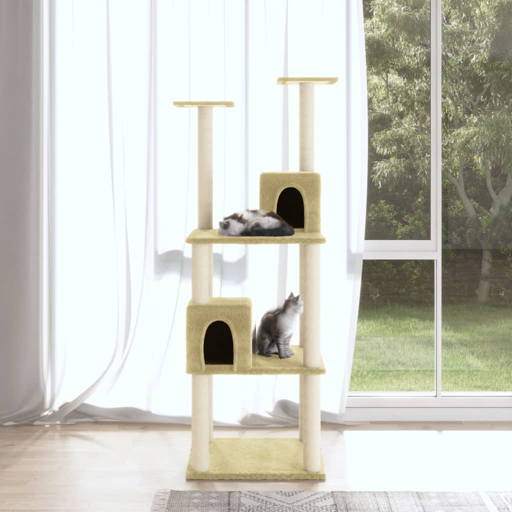 Kattenmeubel Met Sisal Krabpalen 141 Cm Crèmekleurig