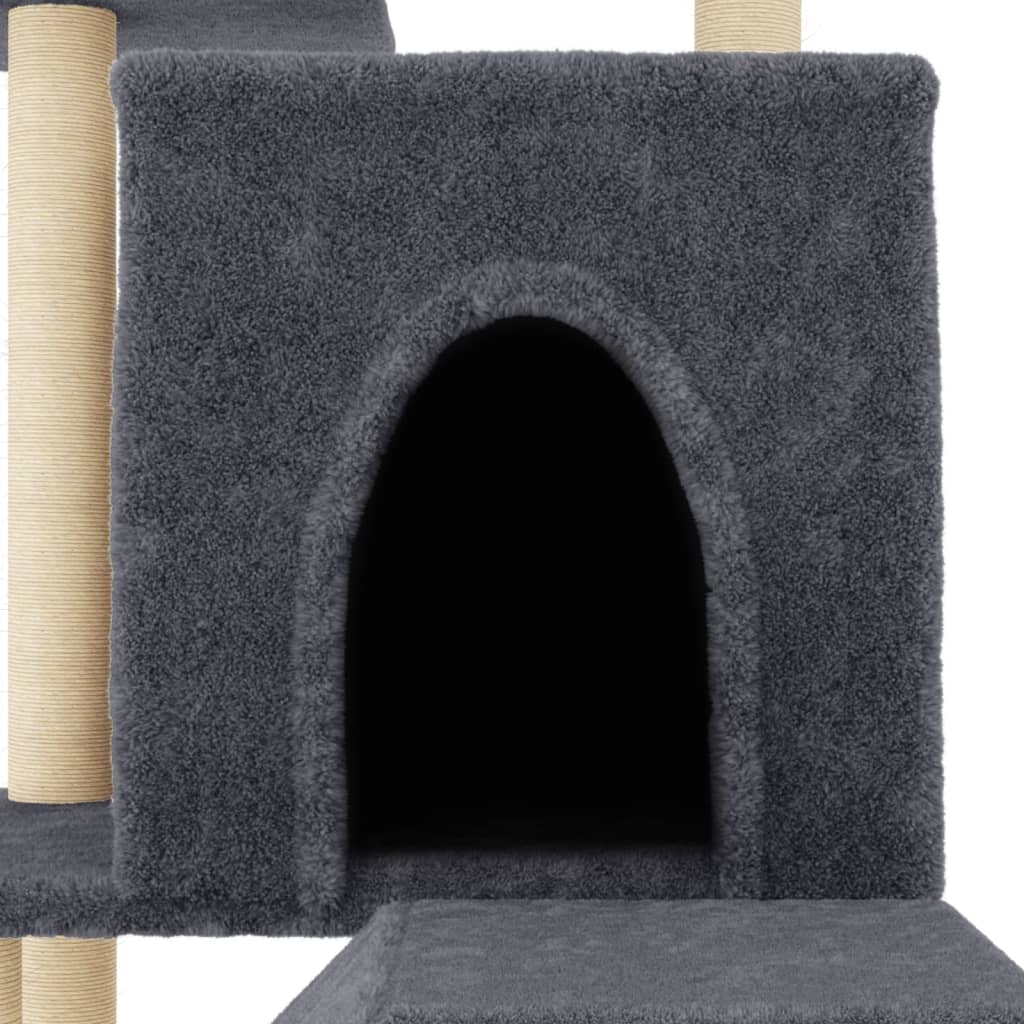 Kattenmeubel Met Sisal Krabpalen 110,5 Cm Donkergrijs