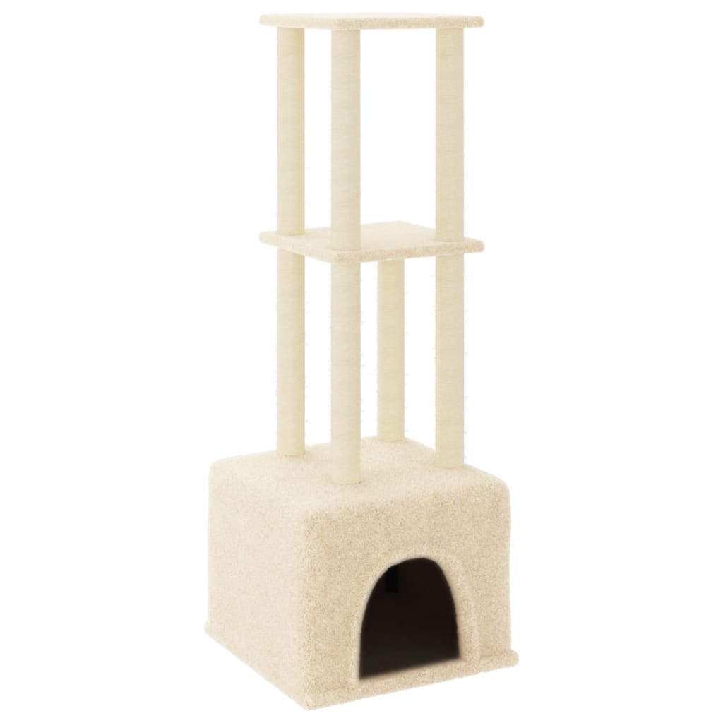 Kattenmeubel Met Sisal Krabpalen 133,5 Cm Crèmekleurig