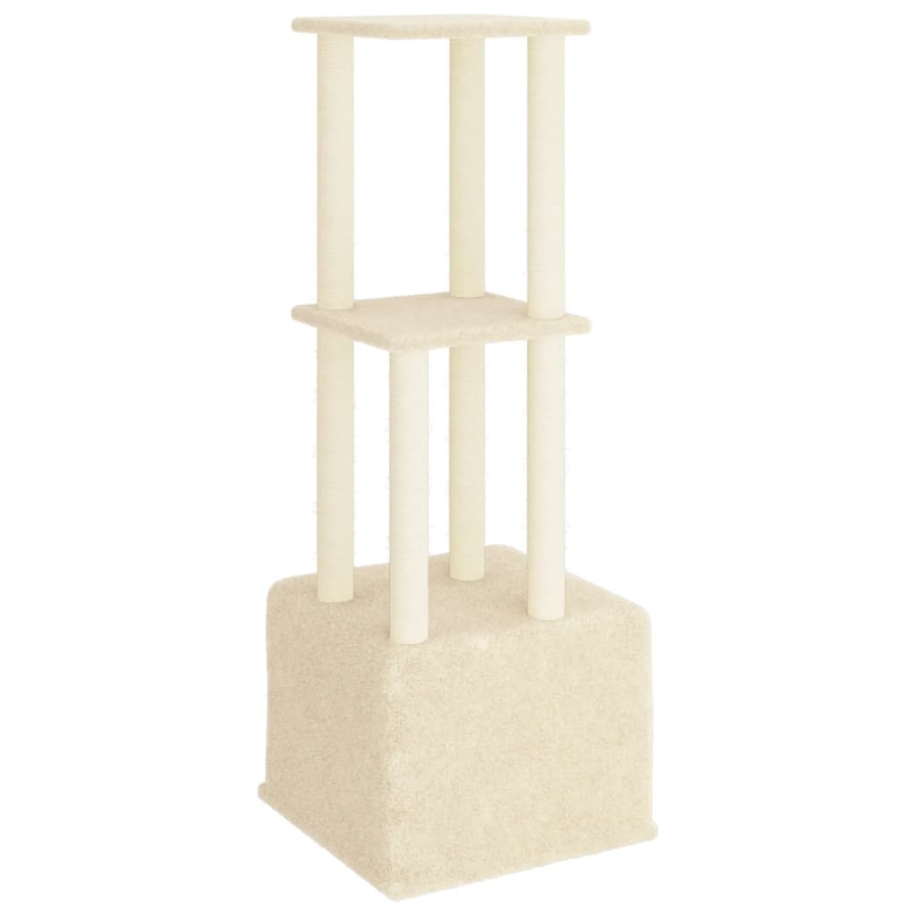 Kattenmeubel Met Sisal Krabpalen 133,5 Cm Crèmekleurig