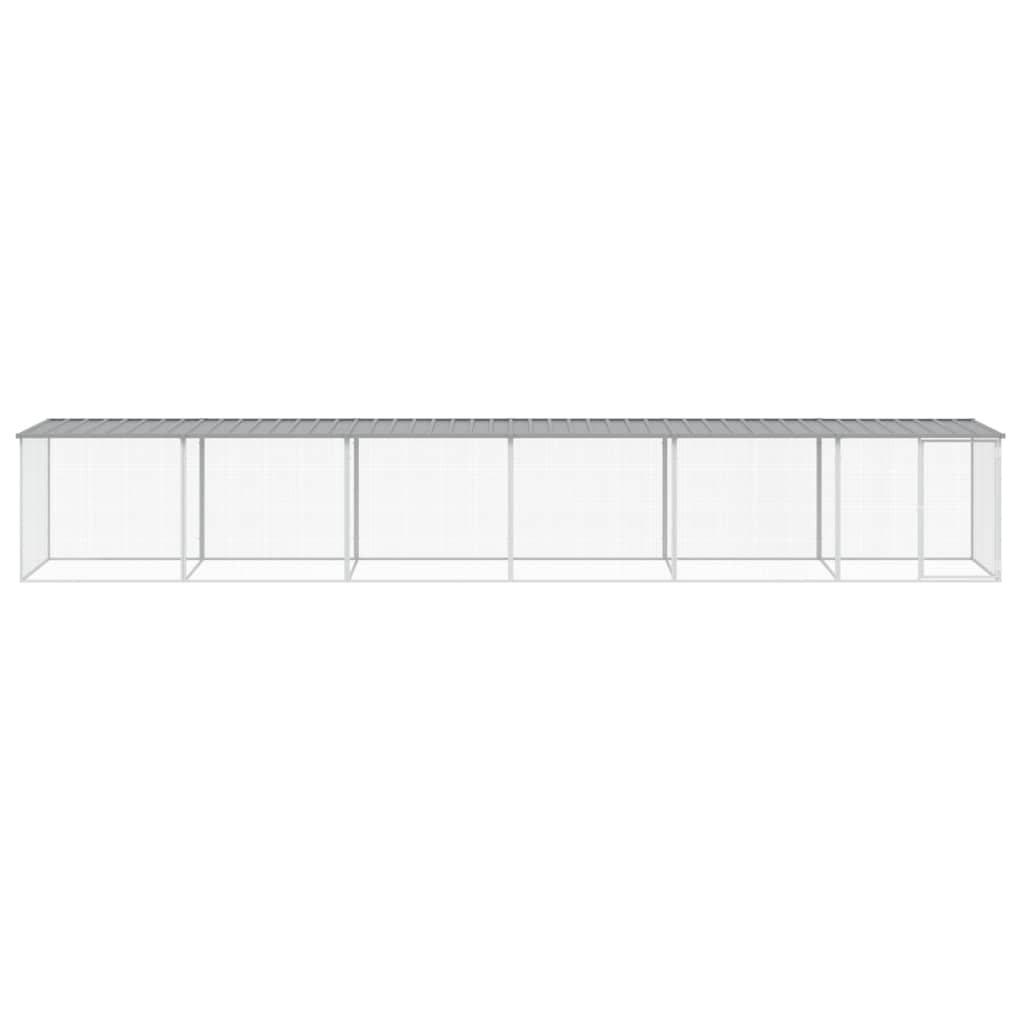 Kippenhok Met Dak Gegalvaniseerd Staal 603 x 98 x 90 cm Lichtgrijs