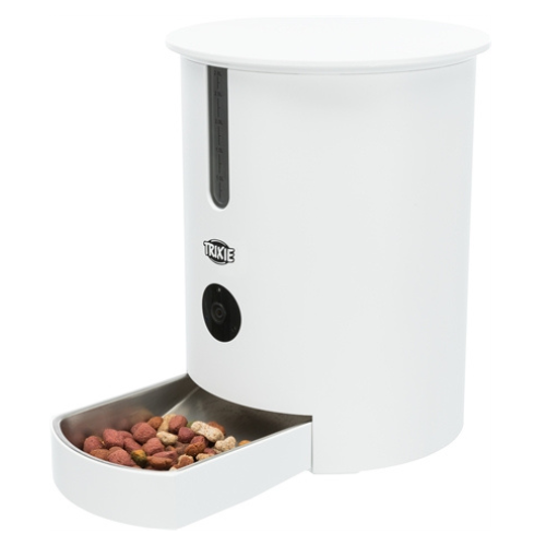 De Trixie Voerautomaat TX9 Smart Wit 2,8 ltr is een praktische voerautomaat voor de hond of kat, bestuurbaar via een app tot maximaal 4 maaltijden per dag, met camera, microfoon en bewegingsdetector.