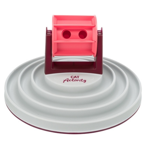 De Trixie Cat Activity Roller Bowl is een intelligentiespel voor de kat, te gebruiken met voer als beloning.