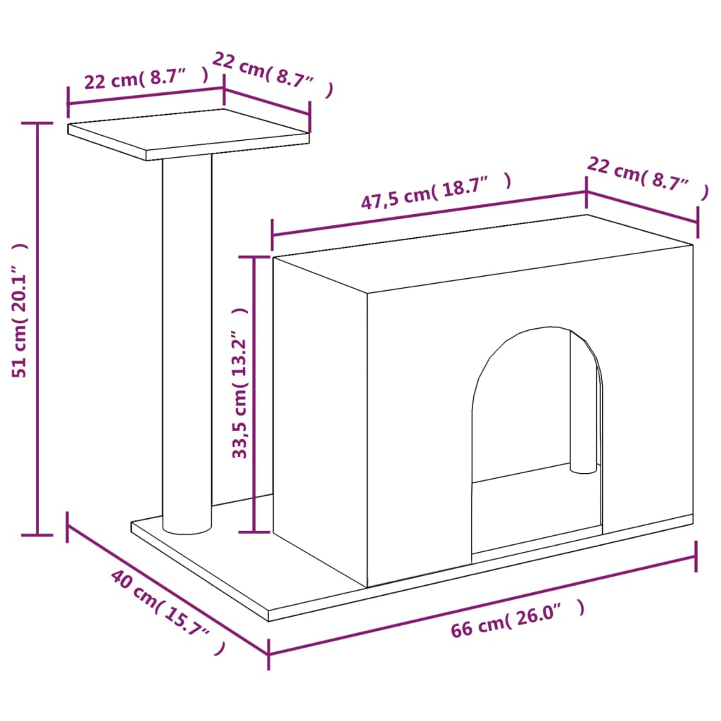 Kattenmeubel Met Sisal Krabpale 51 Cm Donkergrijs