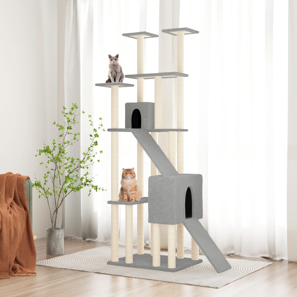 Kattenmeubel Met Sisal Krabpalen 190 Cm Lichtgrijs