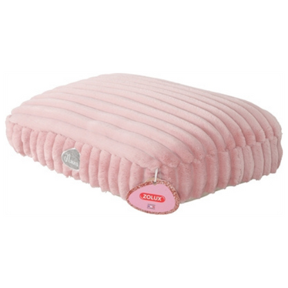 De Zolux Kussen Kat Naomi Roze 53X39,5X13 cm is een kattenbed met een luxe uitstraling en een zachte, gewatteerde stof met ribbels. 