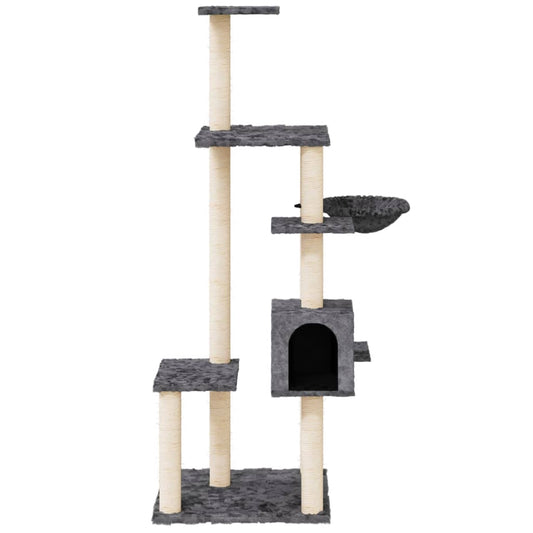 het kattenmeubel heeft meerdere niveaus, waardoor je kat een geweldige compacte plek heeft om te spelen en lichaamsbeweging te krijgen en een warm huisje heeft om een lekker dutje te doen. Het beschikt over een huisje, een mand en platforms.