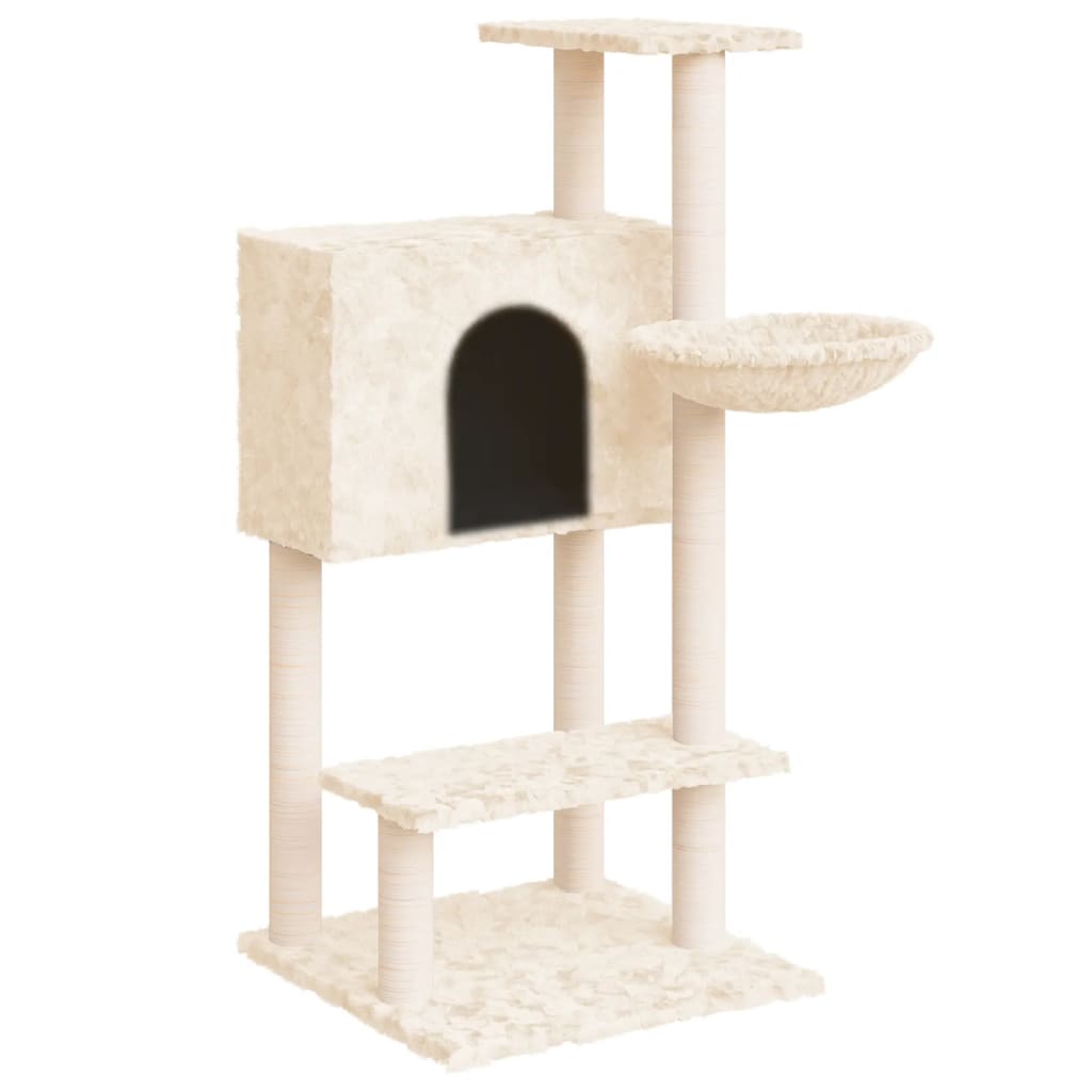 het kattenmeubel heeft meerdere niveaus, waardoor je kat een geweldige compacte plek heeft om te spelen en lichaamsbeweging te krijgen en een warm huisje heeft om een lekker dutje te doen. Het beschikt over een huisje, een mand en platfor