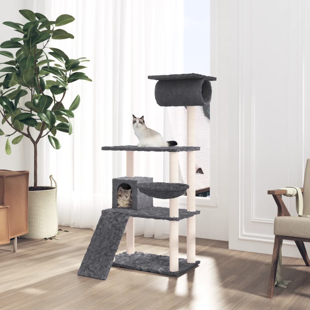 Kattenmeubel Met Sisal Krabpalen 131 Cm Donkergrijs