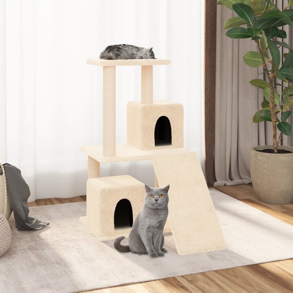 Kattenmeubel Met Sisal Krabpalen 82 Cm Crèmekleurig