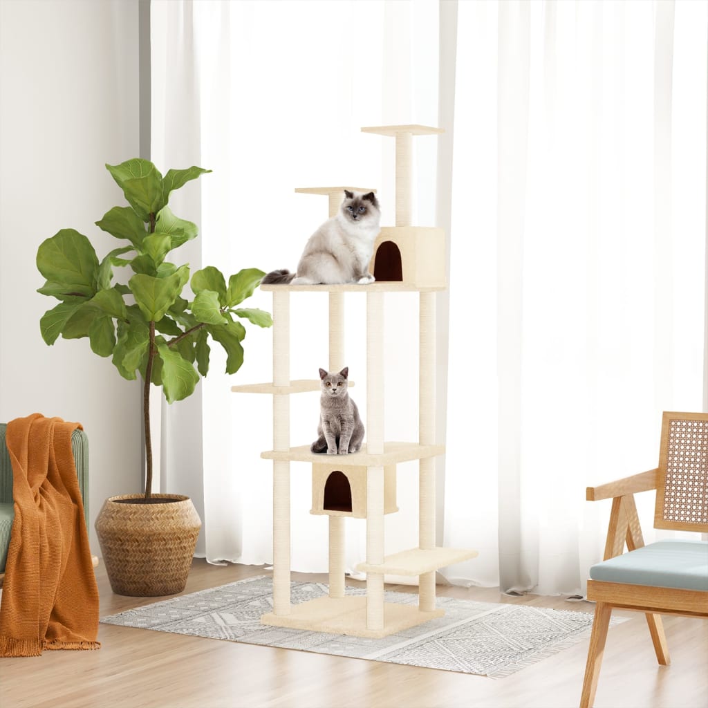 Kattenmeubel Met Sisal Krabpalen 176 Cm Crèmekleurig