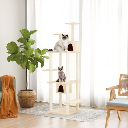 Kattenmeubel Met Sisal Krabpalen 176 Cm Crèmekleurig