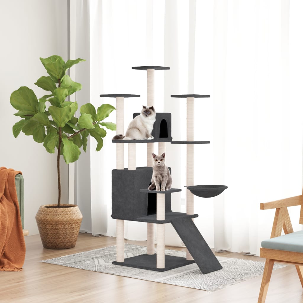 Kattenmeubel Met Sisal Krabpalen 154 Cm Donkergrijs